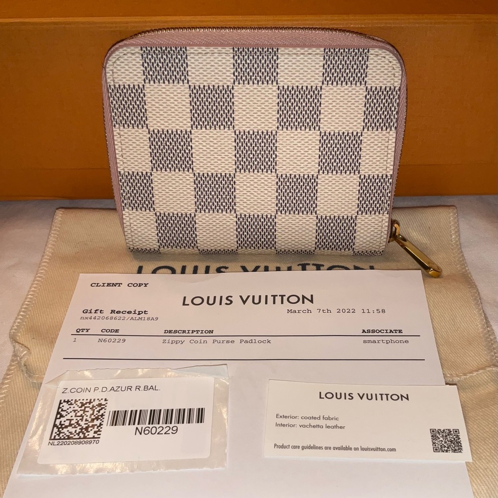 Authentic Louis Vuitton Damier Azur/Rose Ballerina Pink Zippy Coin Purse